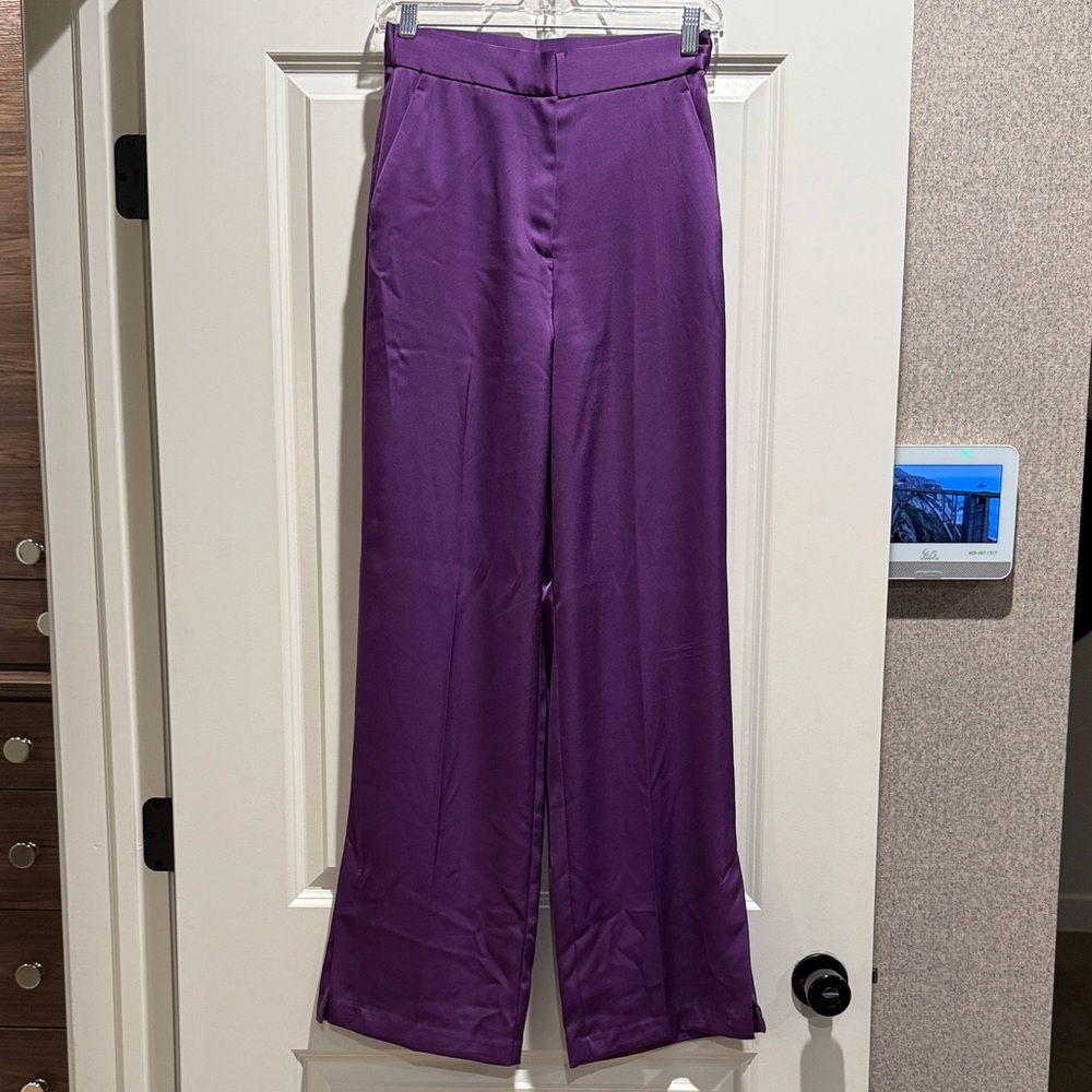 H&M Purple Satin Wide Leg Women's Pants